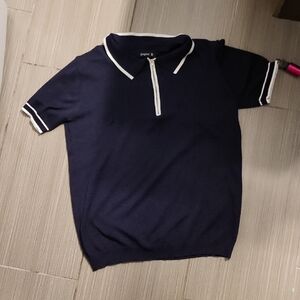 Navy Polo Shirt with White Trim